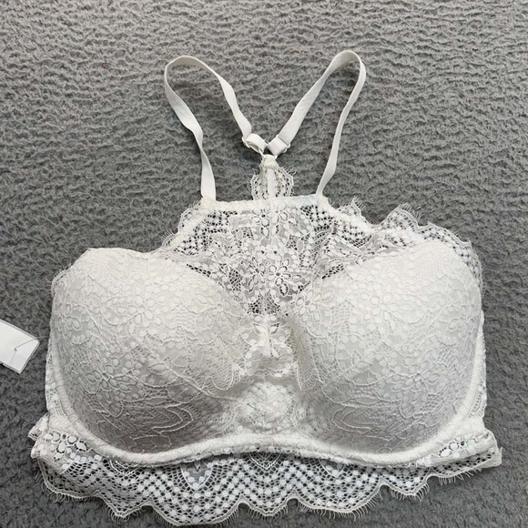 Pink Bra S Push Up Bra Push Up d-dd Cup Small White lace racerback - Picture 1 of 6